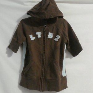 LIMITED TOO | size 8 | 100% Cotton | Brown Zip-Up Short Sleeve Hoodie | GUC